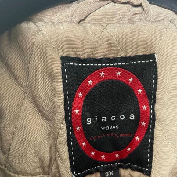 Giacca Woman Tan Polyester  Button Front Lined Insulated Quilted Jacket Size 3X - Picture 14 of 16